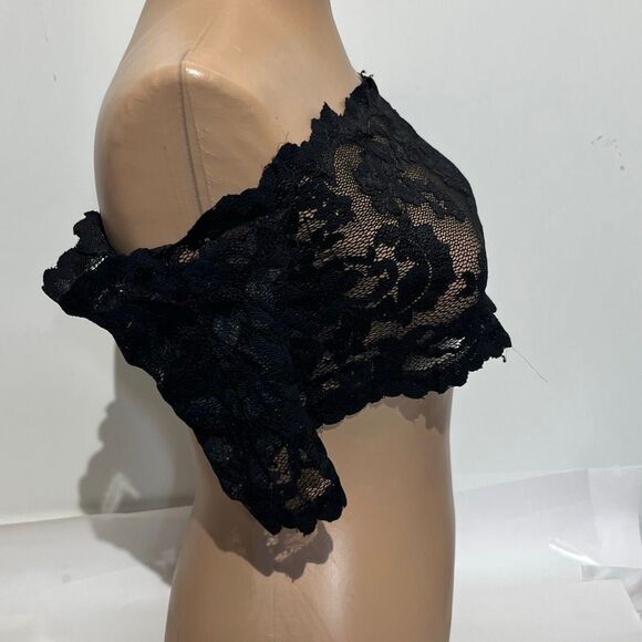 Victoria’s Secret Vintage Black Lace Off Shoulders Crop Top Sz small Y2K - Picture 5 of 8